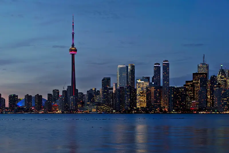 Toronto skyline from the Toronto Islands at sunset